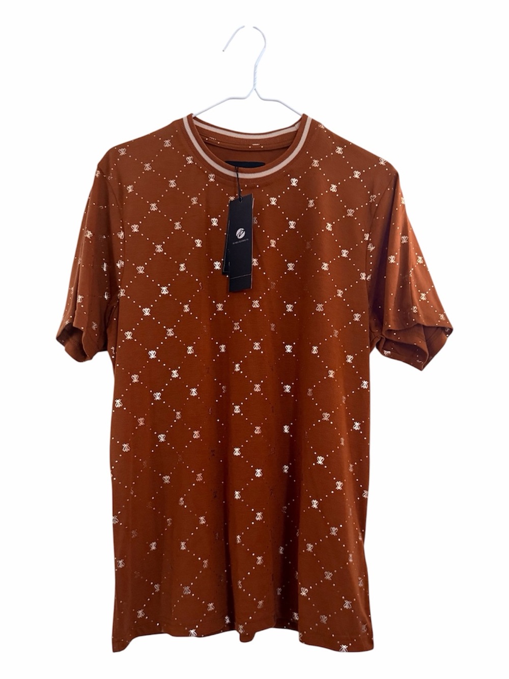Men's Rust Geo-Print Crewneck Tee